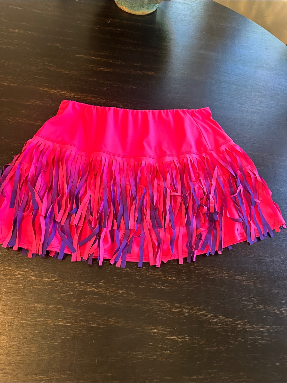 Lucky in Love Hot Pink Fringe Mini Skirt with Purple Accents - Picture 4 of 4